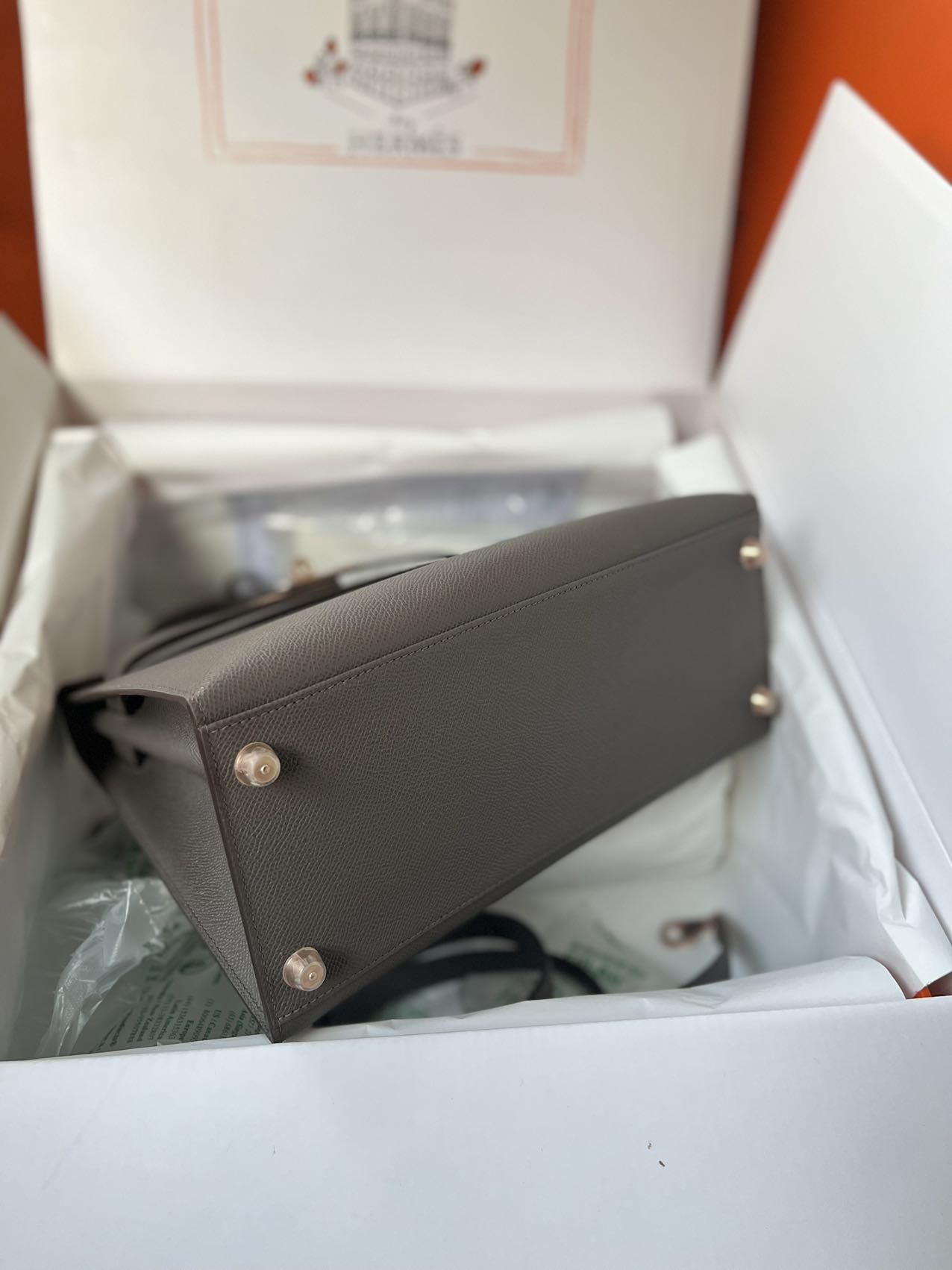 에르메스 켈리백 25 그레이 금장